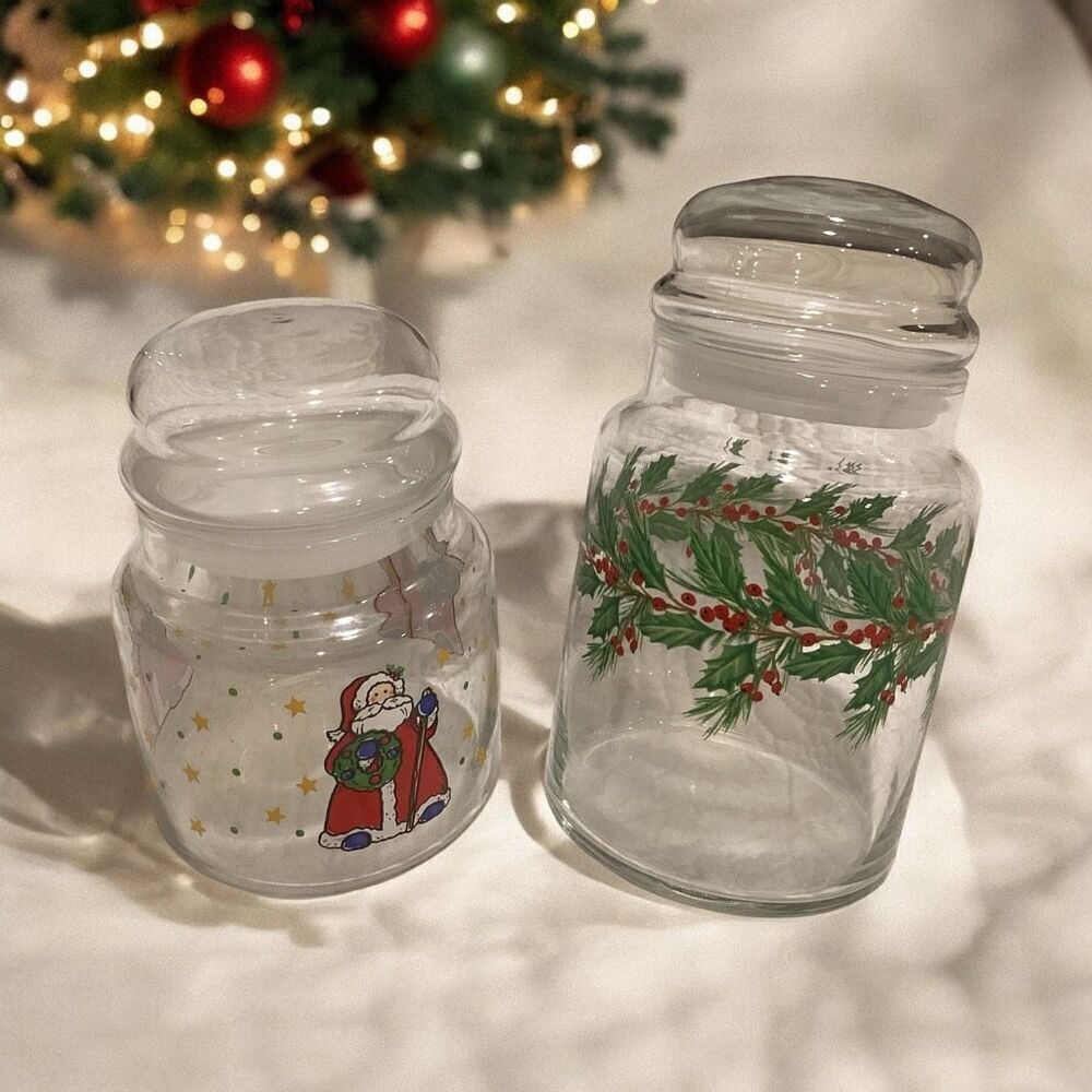 Vintage Set of Two Christmas Candy / Cookie Jars